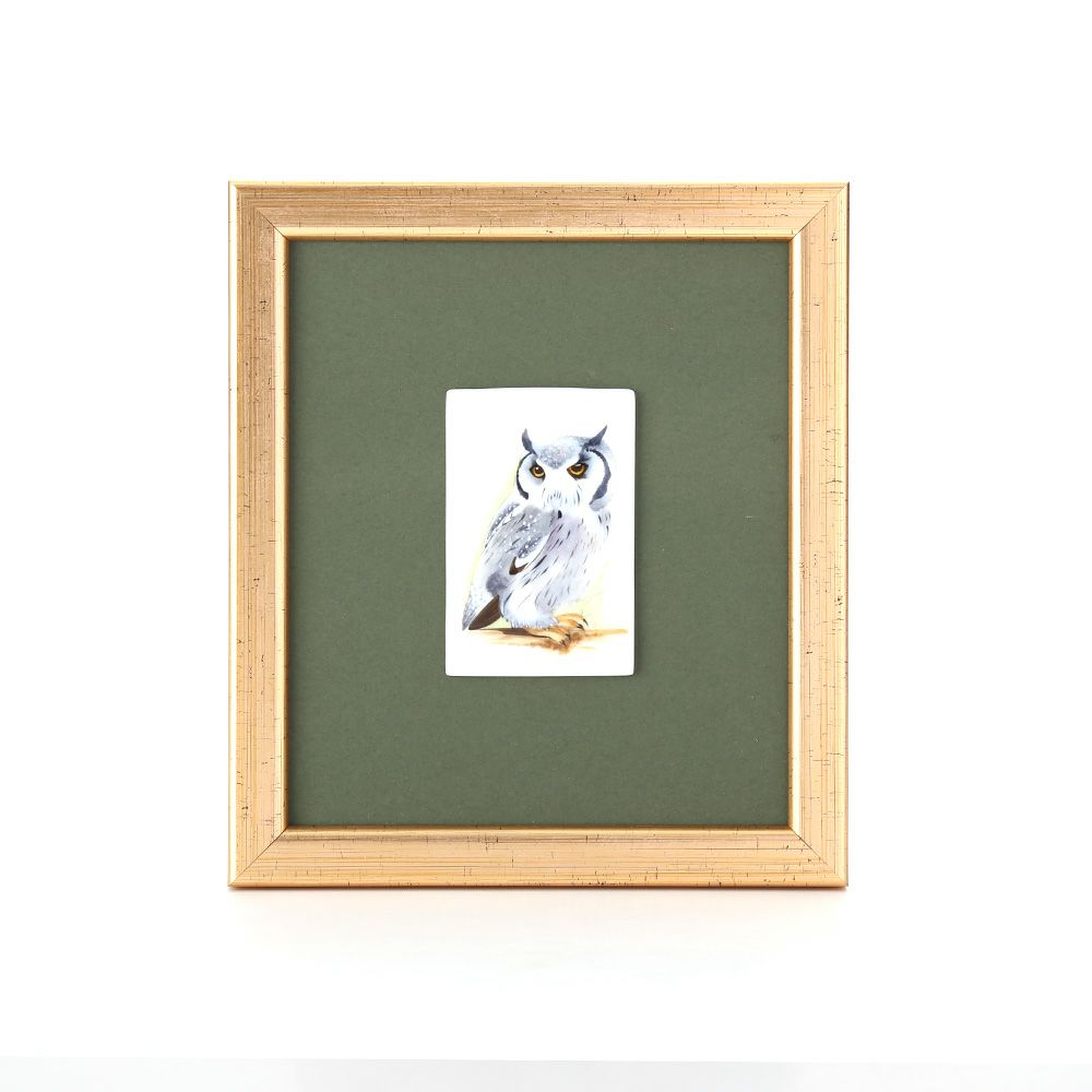 ヘレンド MID-38 08198-0-00 陶板 フクロウ（グレー）