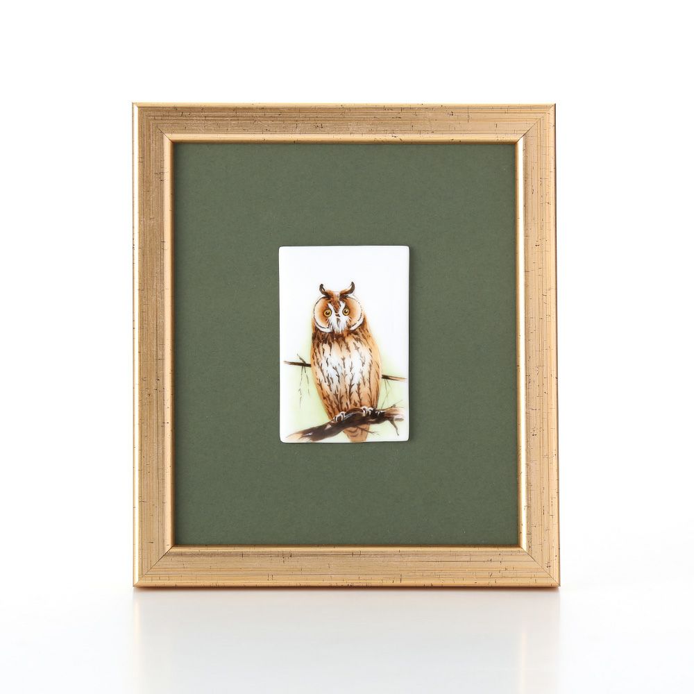 ヘレンド MID-37 08198-0-00 陶板 フクロウ（ブラウン）