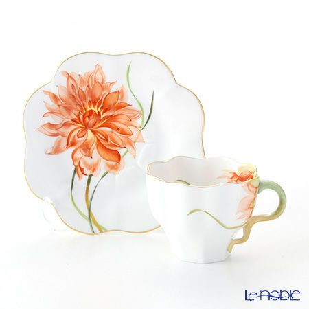 ヘレンド ダリア DAHLIA3 04740-0-00 ティーカップ＆ソーサー 200ml（オレンジ）