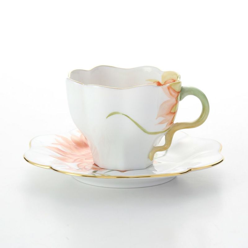 ヘレンド ダリア DAHLIA3 04740-0-00 ティーカップ＆ソーサー 200ml（オレンジ）