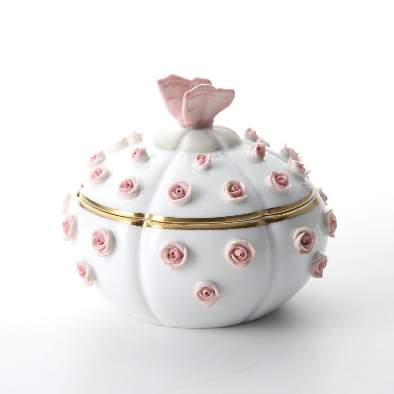 ヘレンド C-P1 06266-0-17 ローズボンボン入れ 蝶（ピンク）