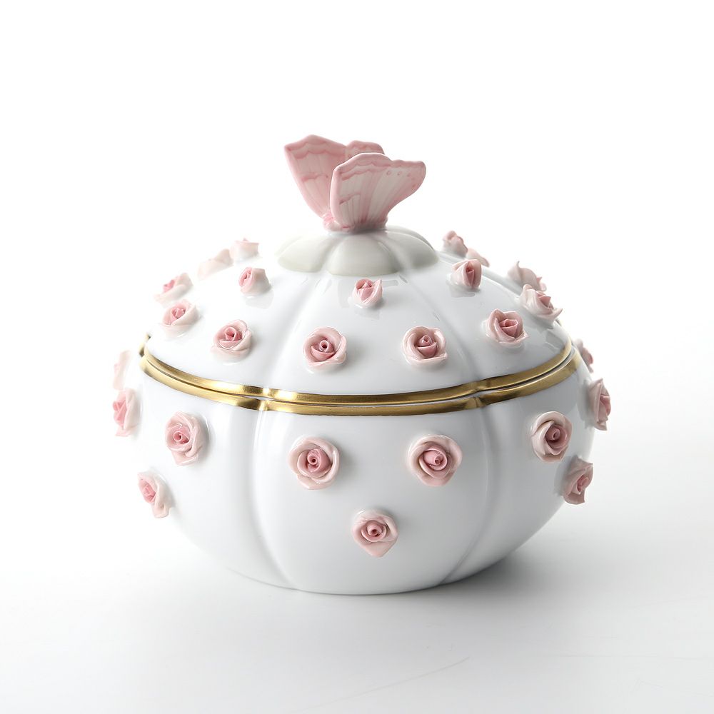 ヘレンド C-P1 06266-0-17 ローズボンボン入れ 蝶（ピンク）