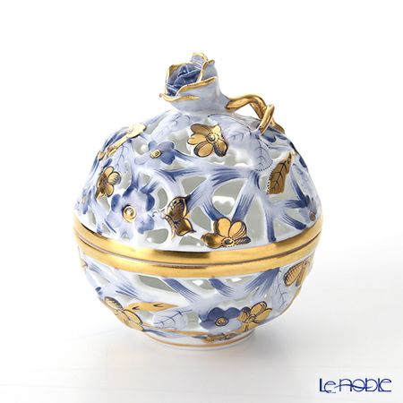 ヘレンド ファンタジー C1 06215-0-09 透かしボンボン入れ（ローズ）8cm