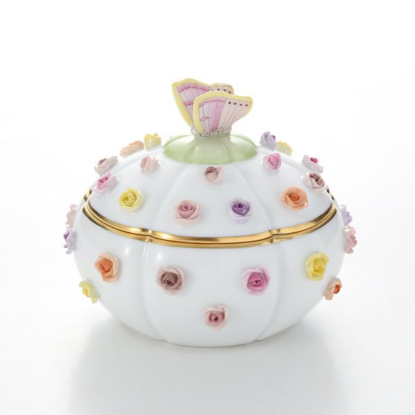 ヘレンド C 06266-0-17 ローズボンボン入れ 蝶（多彩）