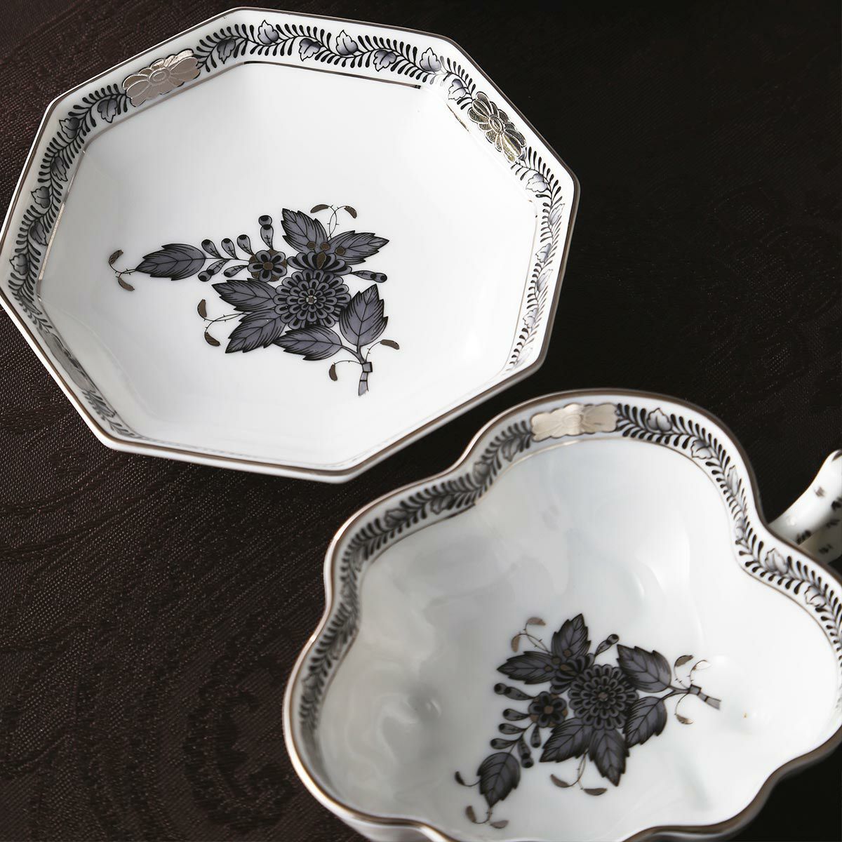 ヘレンド アポニーブラックプラチナ 00492-0-00 オープンシュガー 10.5cm