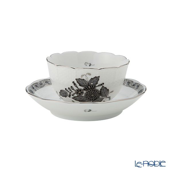 ヘレンド アポニーブラックプラチナ ANG-PT ジャパニーズカップ＆ソーサー 130ml 00710-0-91／711