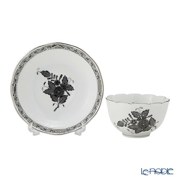 ヘレンド アポニーブラックプラチナ ANG-PT ジャパニーズカップ＆ソーサー 130ml 00710-0-91／711