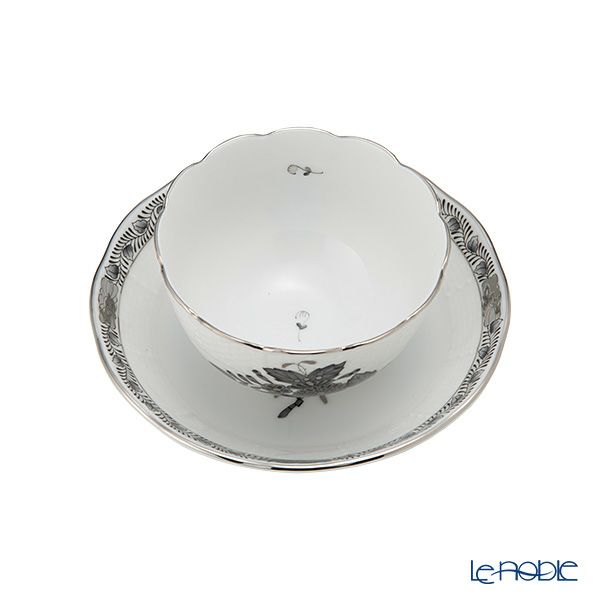 ヘレンド アポニーブラックプラチナ ANG-PT ジャパニーズカップ＆ソーサー 130ml 00710-0-91／711