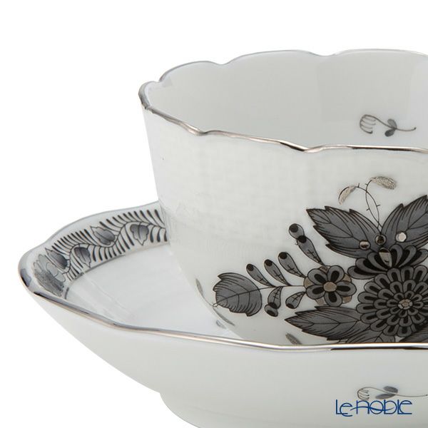 ヘレンド アポニーブラックプラチナ ANG-PT ジャパニーズカップ＆ソーサー 130ml 00710-0-91／711