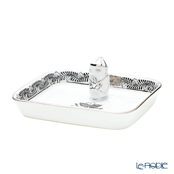 ヘレンド アポニーブラックプラチナ・ANG-PT オブロングトレイ マンダリン 8cm／07733-0-21