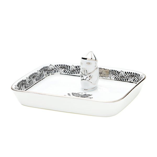 ヘレンド アポニーブラックプラチナ・ANG-PT オブロングトレイ マンダリン 8cm／07733-0-21