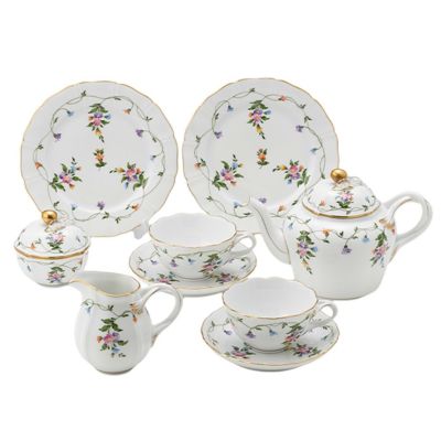 ヘレンド     コーンフラワー　矢車菊　テテアテテセット  パーティトレイ ヘレンド コーンフラワー 矢車菊 テテアテテ トレイ付きセット