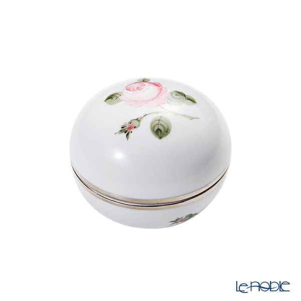 ヘレンド ウィーンのバラ プラチナ VGR-PT ラウンドボックス 8cm 06033-0-00