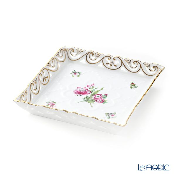 ヘレンド ローズガーランドブーケ GRB 07507-0-00 スクエアトレイ（オープンワーク）