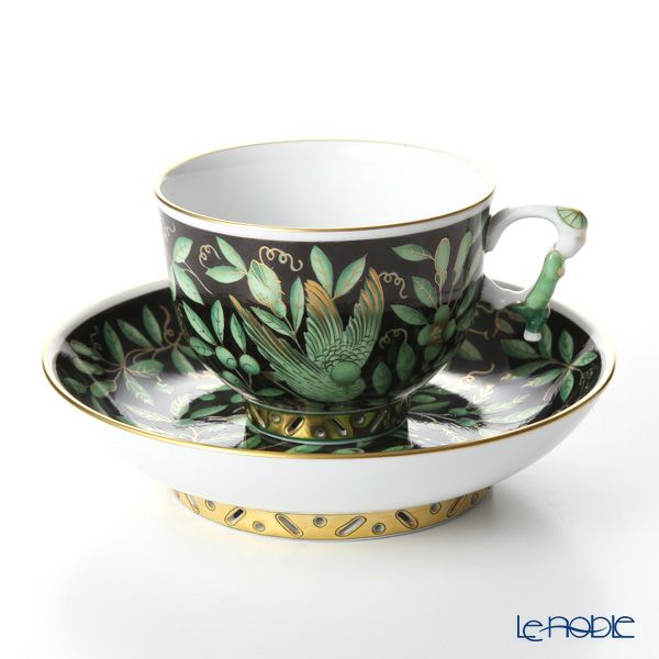 ヘレンド シノワズリ（中国趣味）東方の楽園 ブラック ZOVA-FN 03364-0-21 マンダリン ラージカップ＆ソーサー