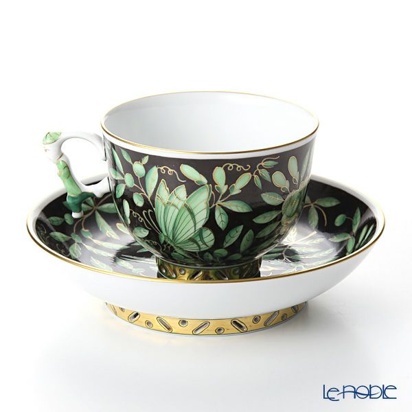 ヘレンド シノワズリ（中国趣味）東方の楽園 ブラック ZOVA-FN 03364-0-21 マンダリン ラージカップ＆ソーサー