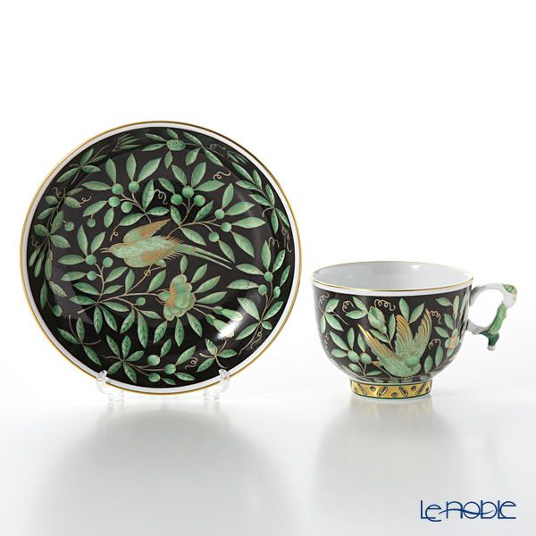 ヘレンド シノワズリ（中国趣味）東方の楽園 ブラック ZOVA-FN 03364-0-21 マンダリン ラージカップ＆ソーサー