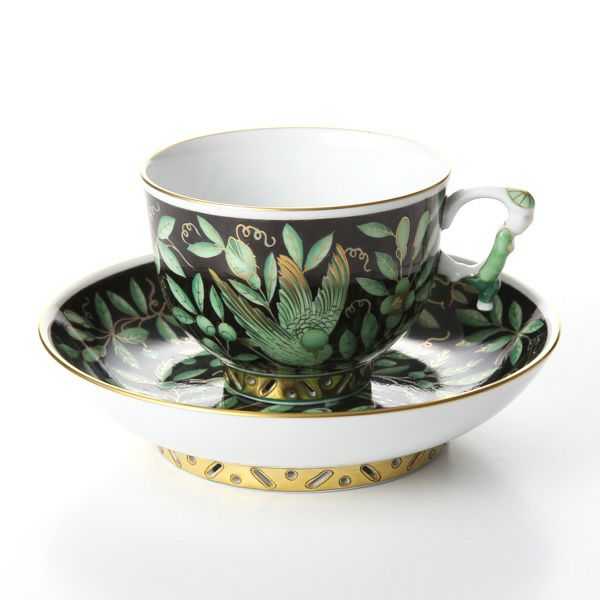 ヘレンド シノワズリ（中国趣味）東方の楽園 ブラック ZOVA-FN 03364-0-21 マンダリン ラージカップ＆ソーサー