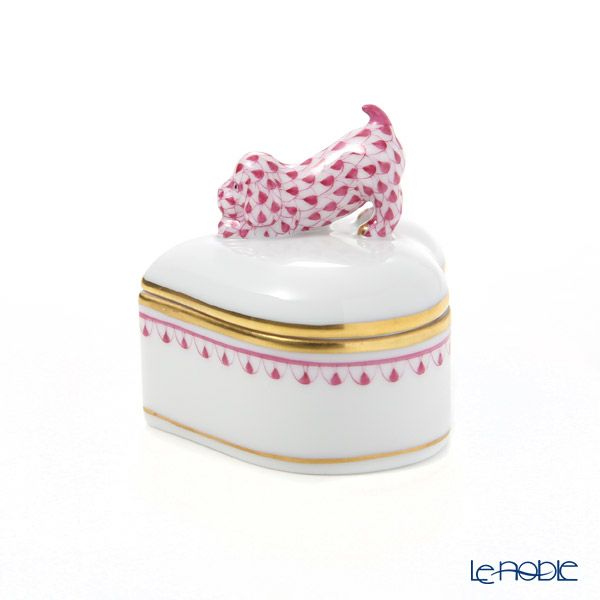 ヘレンド BVHP1 06112-0-91 ハートボックス（ドッグ） ピンク