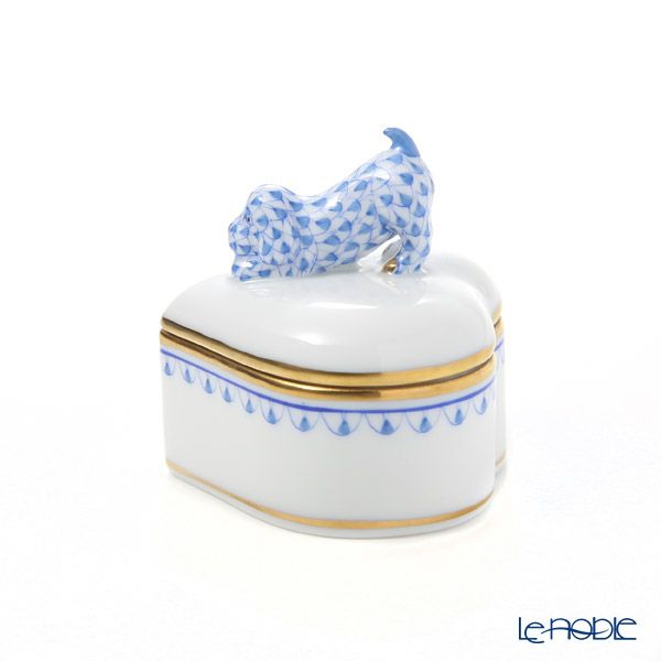 ヘレンド BVHB1 06112-0-91 ハートボックス（ドッグ） ブルー