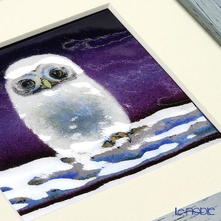 京七宝額（アートSHIPPO） ふくろう 紫 額ライトブルー 17.8×17.8cm