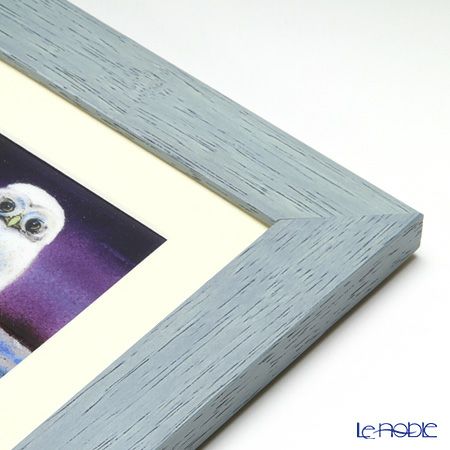 京七宝額（アートSHIPPO） ふくろう 紫 額ライトブルー 17.8×17.8cm