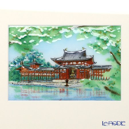 京七宝額（アートSHIPPO） 平等院 新緑 額24×29.5cm ホワイト