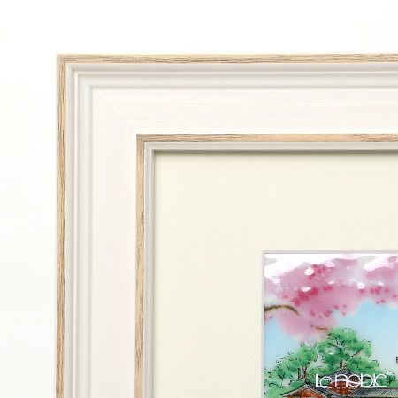 京七宝額（アートSHIPPO） 平等院 桜 額24×29.5cm ホワイト