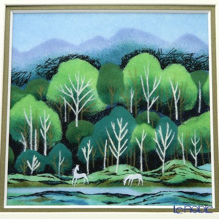 京七宝額（アートSHIPPO） 白馬の森 額こげ茶 28.5×28.5cm