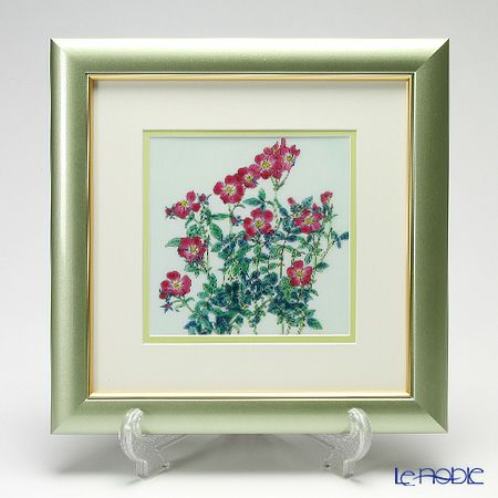 京七宝額（アートSHIPPO） 野バラ 額パールグリーン 29×29cm