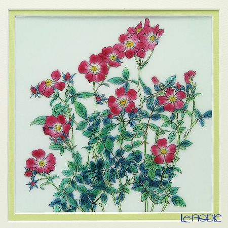 京七宝額（アートSHIPPO） 野バラ 額パールグリーン 29×29cm