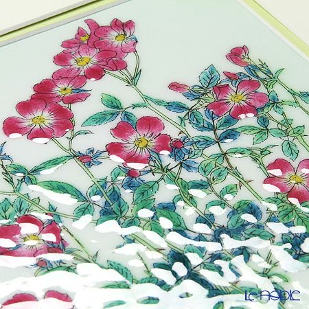 京七宝額（アートSHIPPO） 野バラ 額パールグリーン 29×29cm