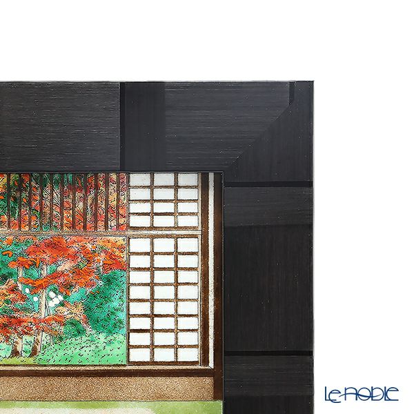 京七宝額（アートSHIPPO） 京都 源光庵 迷いの窓（紅葉） 額 24.5×24.5cm 黒 七宝焼