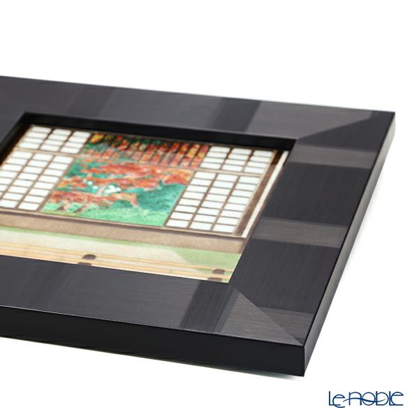 京七宝額（アートSHIPPO） 京都 源光庵 迷いの窓（紅葉） 額 24.5×24.5cm 黒 七宝焼