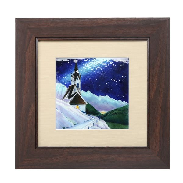 京七宝額（アートSHIPPO） 星降る教会 額・ダークブラウン 31.5×31.5cm