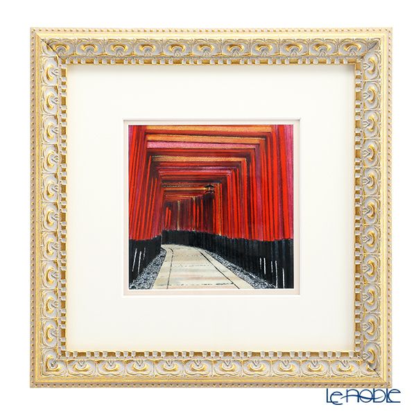 京七宝額（アートSHIPPO） 京都 伏見の千本鳥居 額 32.7×32.7cm 金・ガラス 七宝焼