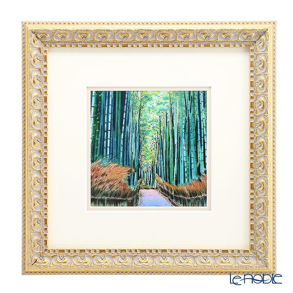 京七宝額（アートSHIPPO） 京都 嵯峨野の竹林 額 32.7×32.7cm 金・ガラス 七宝焼