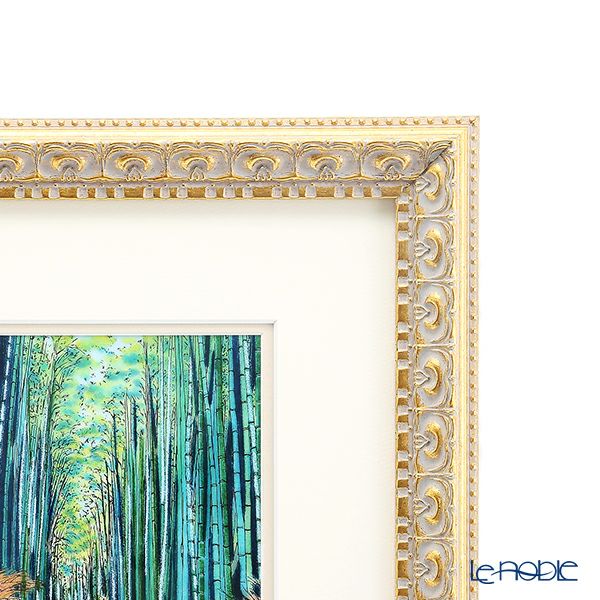 京七宝額（アートSHIPPO） 京都 嵯峨野の竹林 額 32.7×32.7cm 金・ガラス 七宝焼