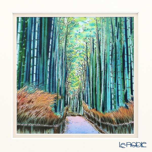 京七宝額（アートSHIPPO） 京都 嵯峨野の竹林 額 32.7×32.7cm 金・ガラス 七宝焼