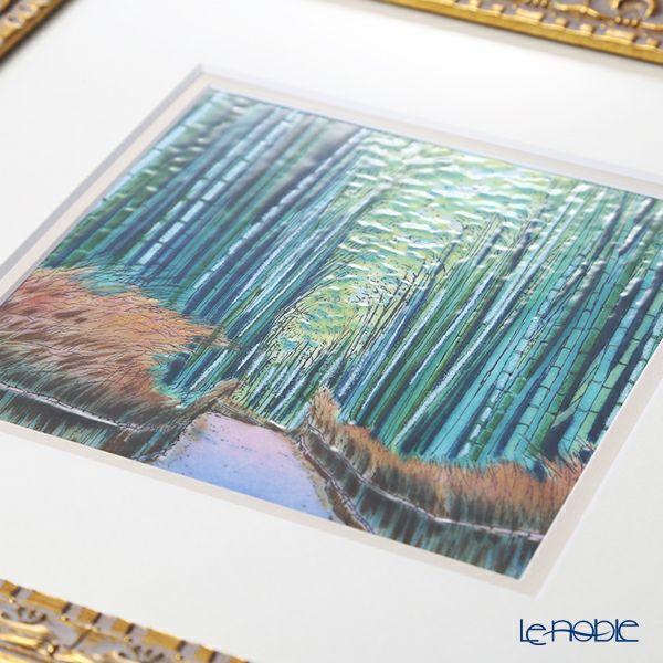 京七宝額（アートSHIPPO） 京都 嵯峨野の竹林 額 32.7×32.7cm 金・ガラス 七宝焼