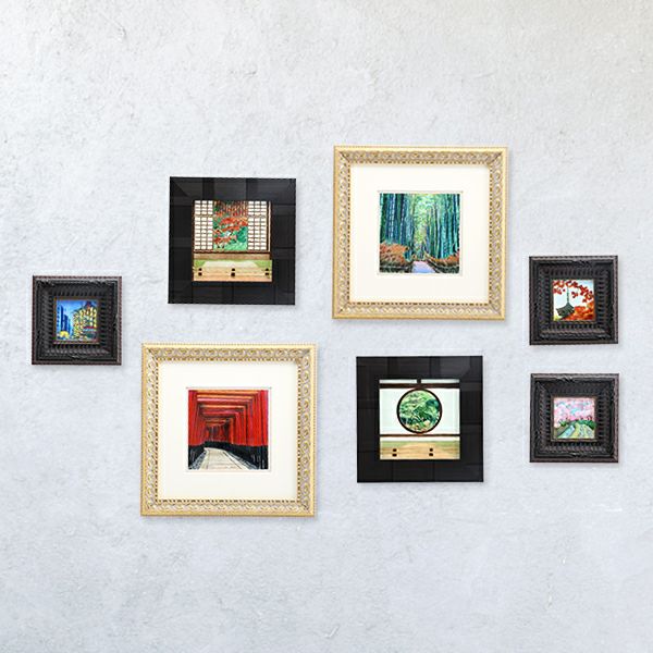 京七宝額（アートSHIPPO） 京都 嵯峨野の竹林 額 32.7×32.7cm 金・ガラス 七宝焼