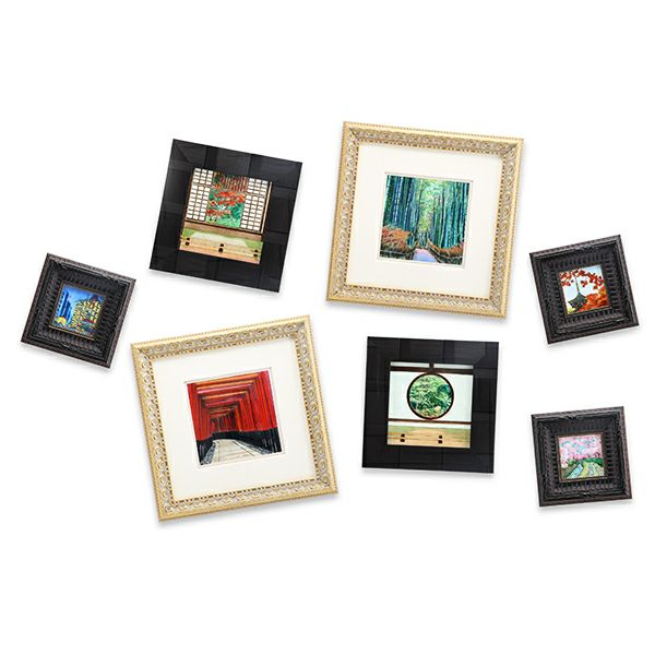 京七宝額（アートSHIPPO） 京都 嵯峨野の竹林 額 32.7×32.7cm 金・ガラス 七宝焼