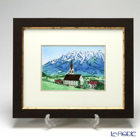 京七宝額（アートSHIPPO） チロルの山 額こげ茶 34×41cm