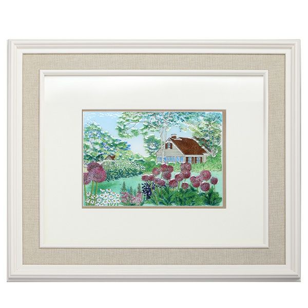 京七宝額（アートSHIPPO） アリュームの庭 額布目・アイボリー 39×46cm