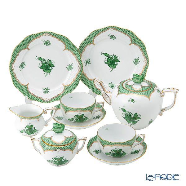 ヘレンド アポニーグリーン グリーンスケール AV-EV ティーセット