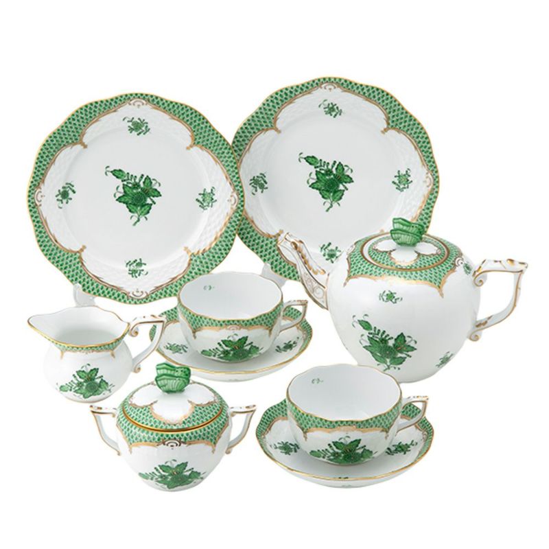 ヘレンド アポニーグリーン グリーンスケール AV-EV ティーセット