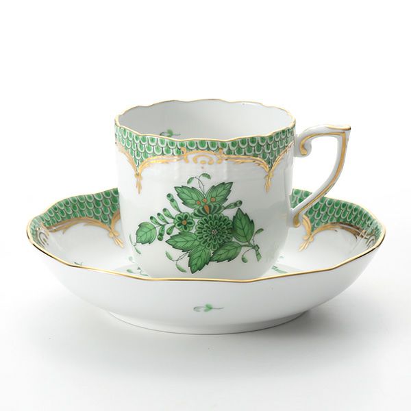 ヘレンド アポニーグリーン グリーンスケール 00707-0-00 モカカップ＆ソーサー 150ml