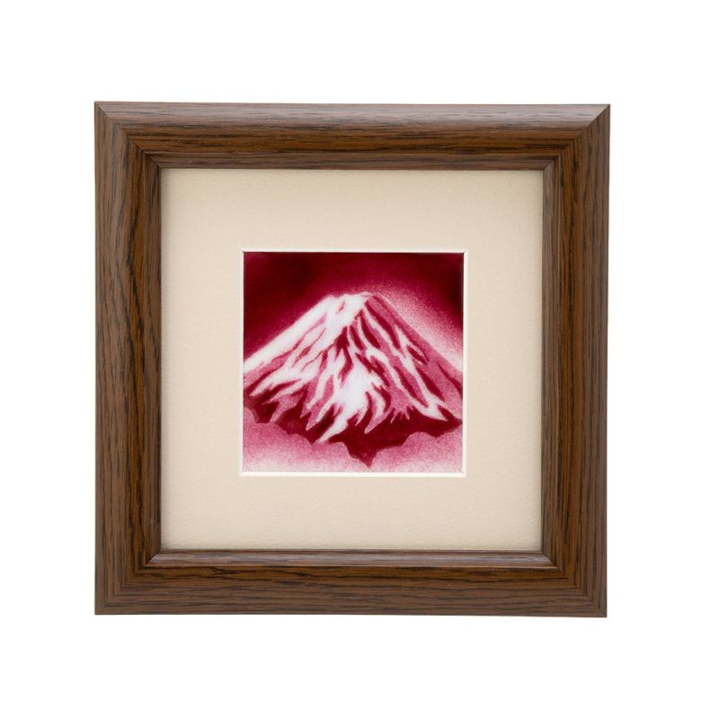 京七宝額（アートSHIPPO） 赤富士 額17×17cm オーク※額縁のデザインや色が入荷時期により多少異なる場合があります。※