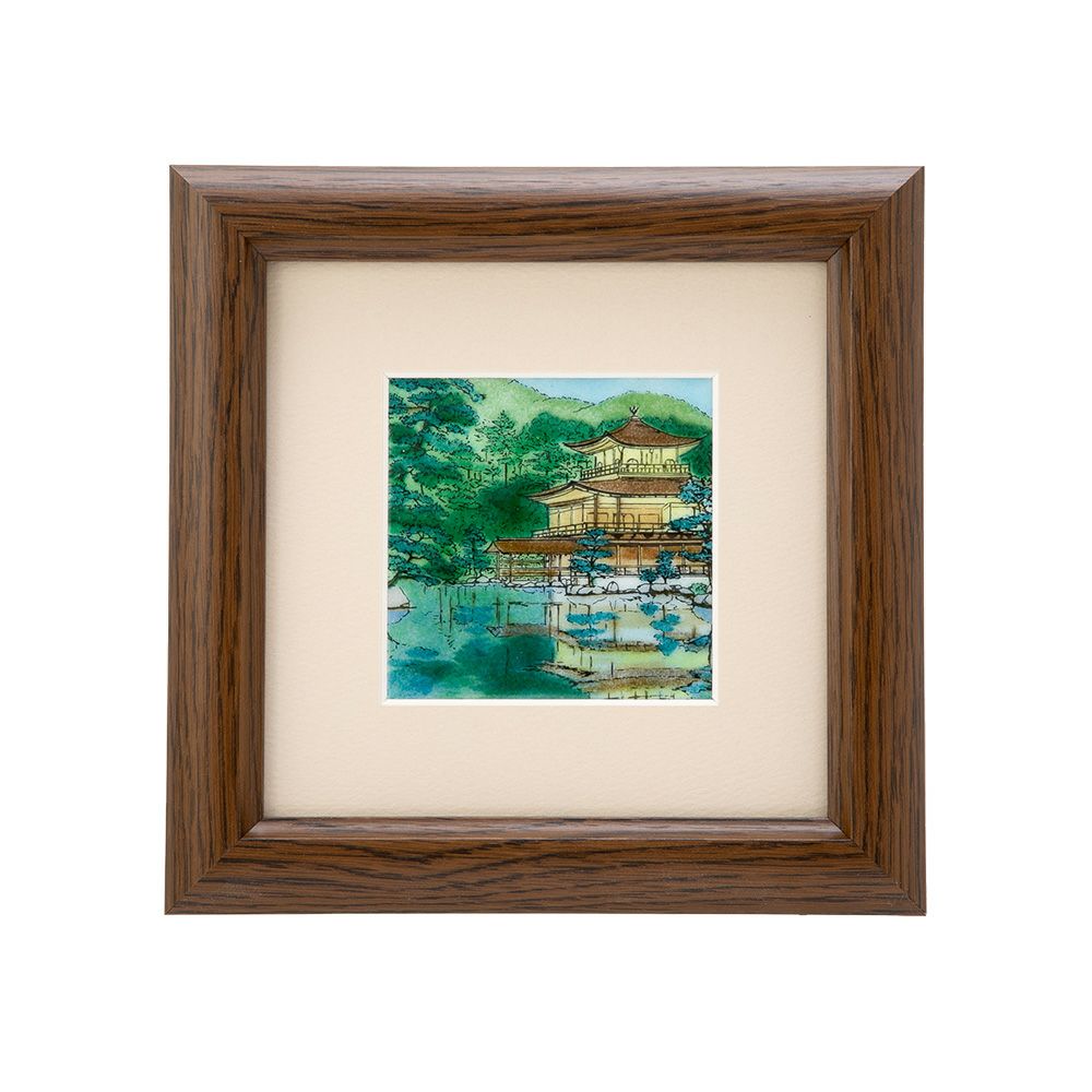 京七宝額（アートSHIPPO） 京都 金閣寺 額17×17cm オーク※額縁のデザインや色が入荷時期により多少異なる場合があります。※