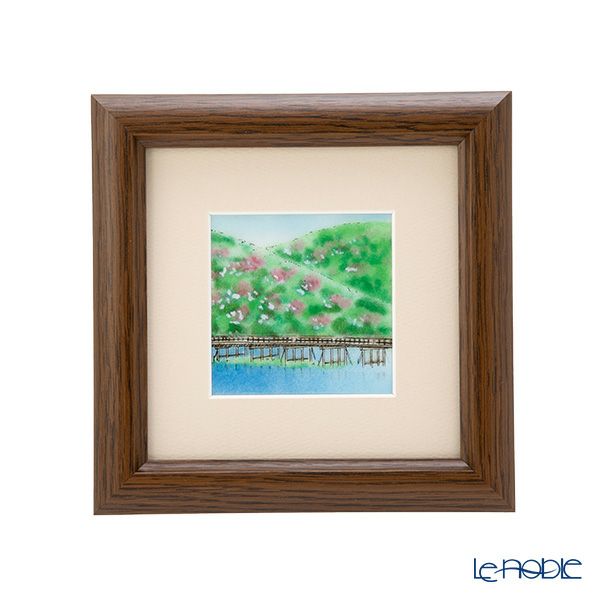 京七宝額（アートSHIPPO） 京都 嵐山渡月橋 額17×17cm オーク※額縁のデザインや色が入荷時期により多少異なる場合があります。※